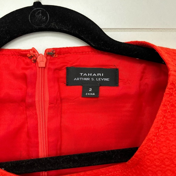 Tahari ASL Orange sheath dress with Bamboo Ring detail. Lined. - Picture 6 of 12